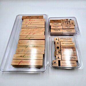 Wood Stamp Lot Hero Arts Holiday Border Stamps Short & Sweet Small Sayings Craft